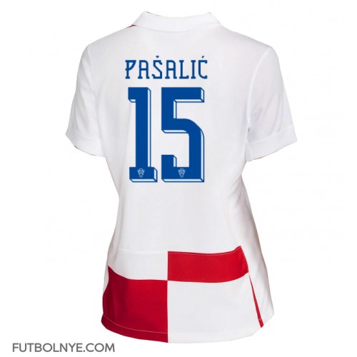 Camiseta Croacia Mario Pasalic #15 Primera Equipación para mujer Eurocopa 2024 manga corta